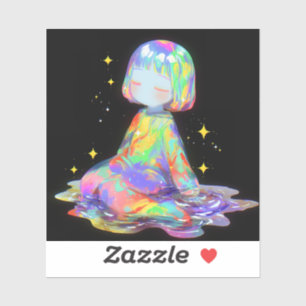 Adesivo Rainbowcore Sonolento Chibi Drip Sonho