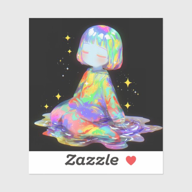 Adesivo Rainbowcore Sonolento Chibi Drip Sonho (Folha)