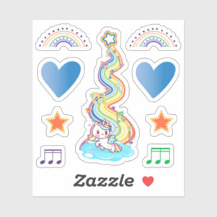 Adesivo Rainbows Hearts e Um Unicórnio