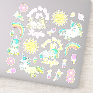 Adesivo Rainbows, Unicórnios - Rosquinha Personalizada An