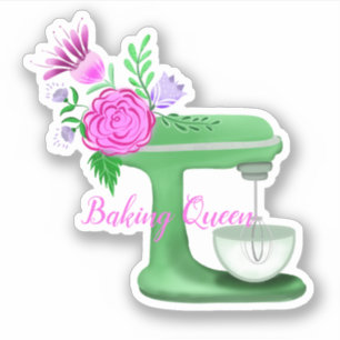 Adesivo Rainha da Confeitaria com Batedeira Floral