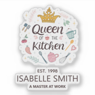 Adesivo Rainha da Cozinha Design de Nome Personalizado