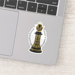 Adesivo Rainha da minha vida, Roteiro Dourado Xadrez Negro