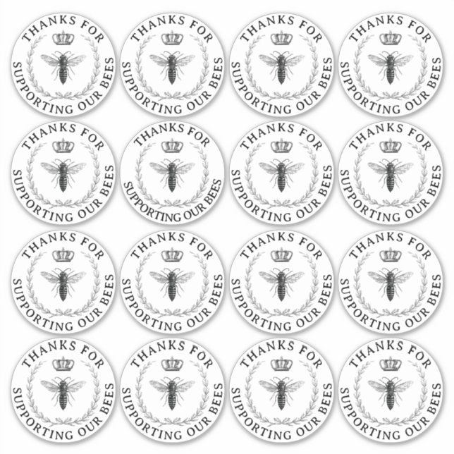 Adesivo Rainha Transparente Obrigado pelo apoio apiário (Frente)