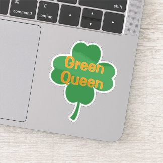 Adesivo Rainha Verde Trevo de Quatro Folhas Dia de São Pat