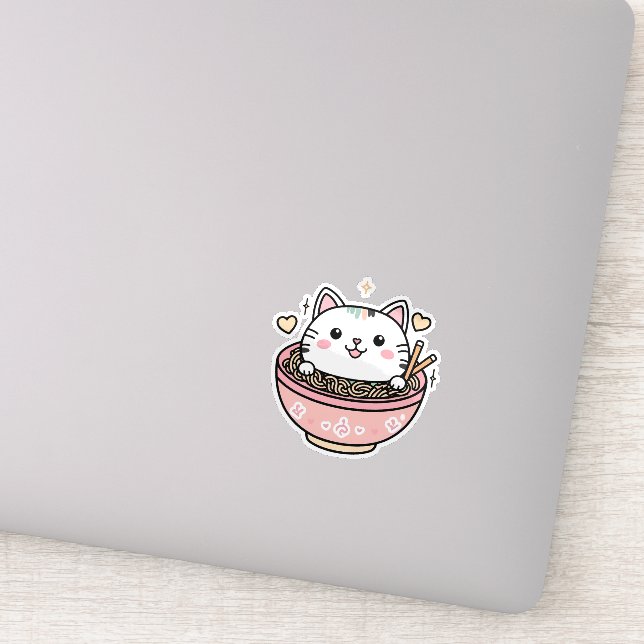 Adesivo Ramen Cat - Cute Kawaii (Detalhe)
