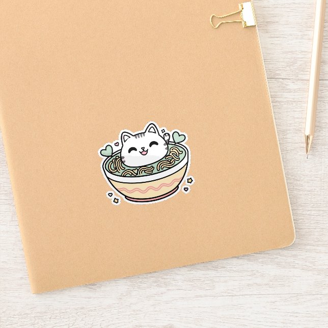 Adesivo Ramen Cat - Cute Kawaii (Notebook)
