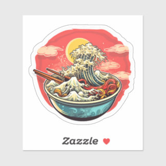 Adesivo ramen noodles ondas em tigela