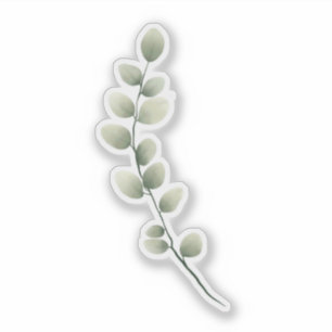 Adesivo Ramificação com Folhas Verdes Claras no Estilo de 