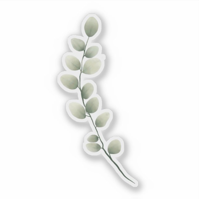Adesivo Ramificação com Folhas Verdes Claras no Estilo de  (Frente)