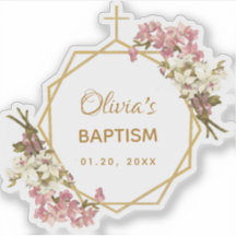 Rapariga Batismo Orquídeas Rosa Douradas Geométric