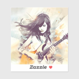 Adesivo Rapariga com vibrações musicais