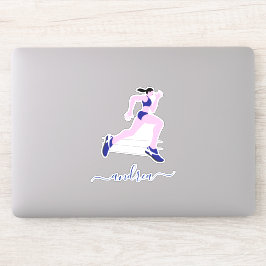 Adesivo Rapariga Correndo Maratona - Nome Atleta