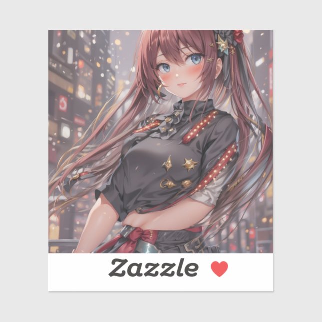 Adesivo Rapariga de Animação Gerativa (Folha)