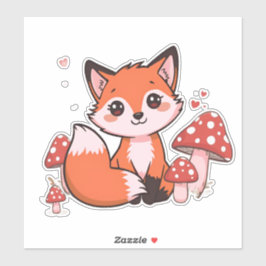 Adesivo Rapariga Kawaii Fox com Arte de Desenho Animado de