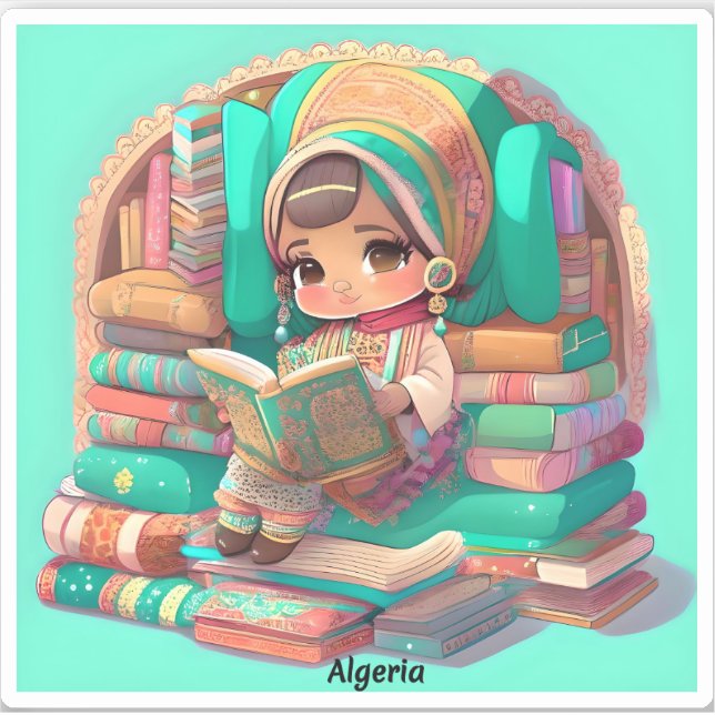 Adesivo Raparigas da Leitura Mundial - Argélia (Frente)
