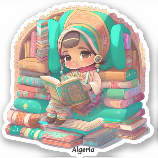 Adesivo Raparigas da Leitura Mundial - Argélia (Frente)