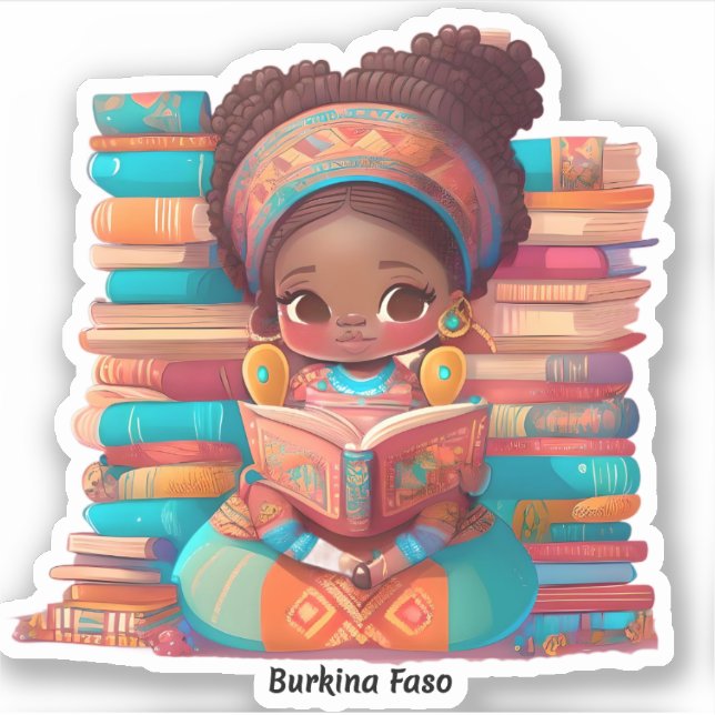 Adesivo Raparigas da Leitura Mundial - Burkina Faso (Frente)
