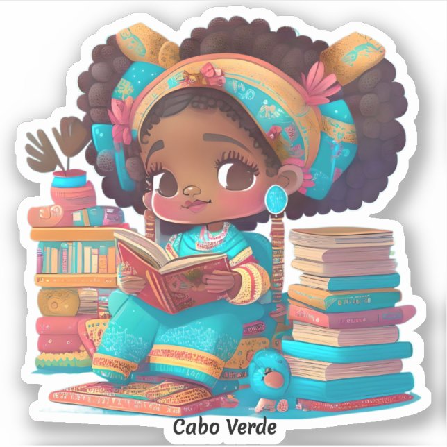 Adesivo Raparigas da Leitura Mundial - Cabo Verde (Frente)