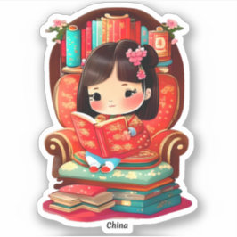 Adesivo Raparigas da Leitura Mundial - China