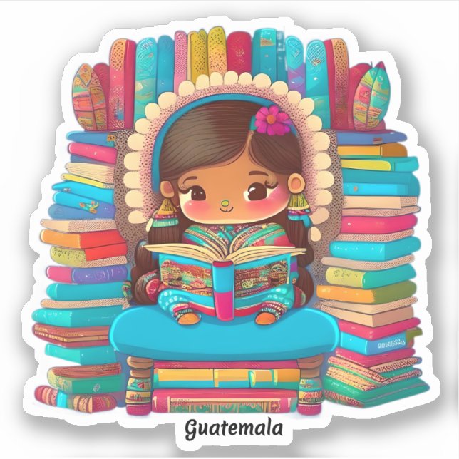 Adesivo Raparigas da Leitura Mundial - Guatemala (Frente)