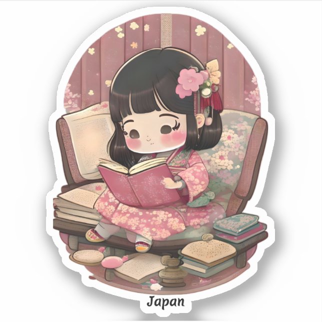 Adesivo Raparigas da Leitura Mundial - Japão (Frente)