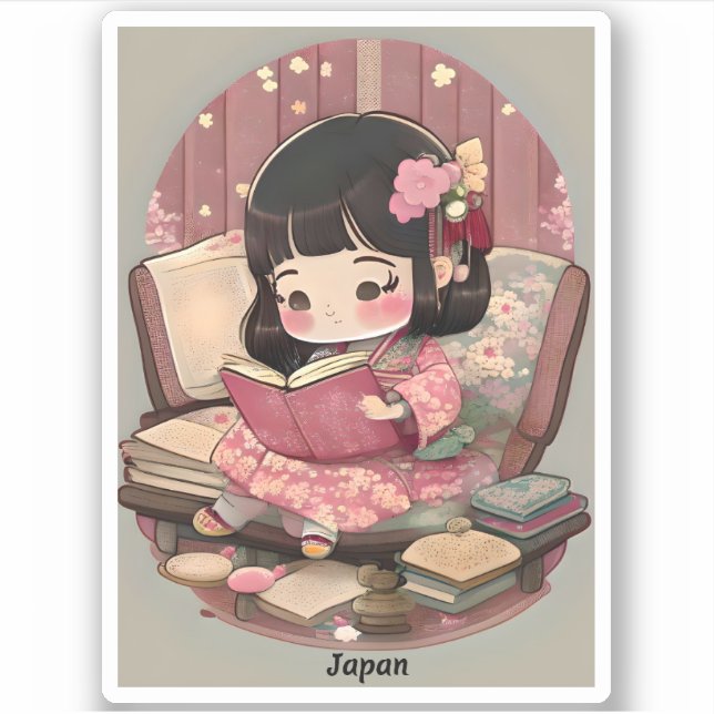 Adesivo Raparigas da Leitura Mundial - Japão (Frente)