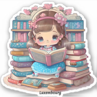 Adesivo Raparigas da Leitura Mundial - Luxemburgo