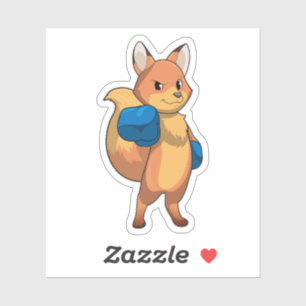 Adesivo Raposa como boxer com luvas in a box