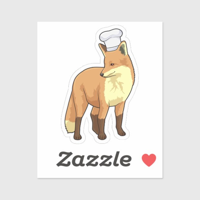 Adesivo Raposa como cozinheiro com chapéu de chef (Folha)