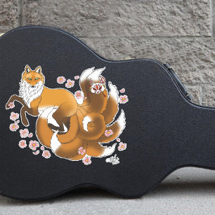Adesivo Raposa Kitsune Caprichosa Flores de Cerejeira Azui