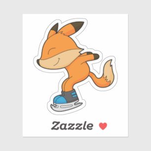 Adesivo Raposa no patinagem de gelo com skates de gelo