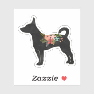 Adesivo Rat Terrier CN Dog Boho Floral Silhouette
