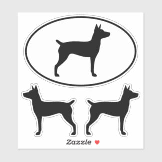 Adesivo Rat Terrier Pet Dog Silhouettes Vinyl Sticker Set