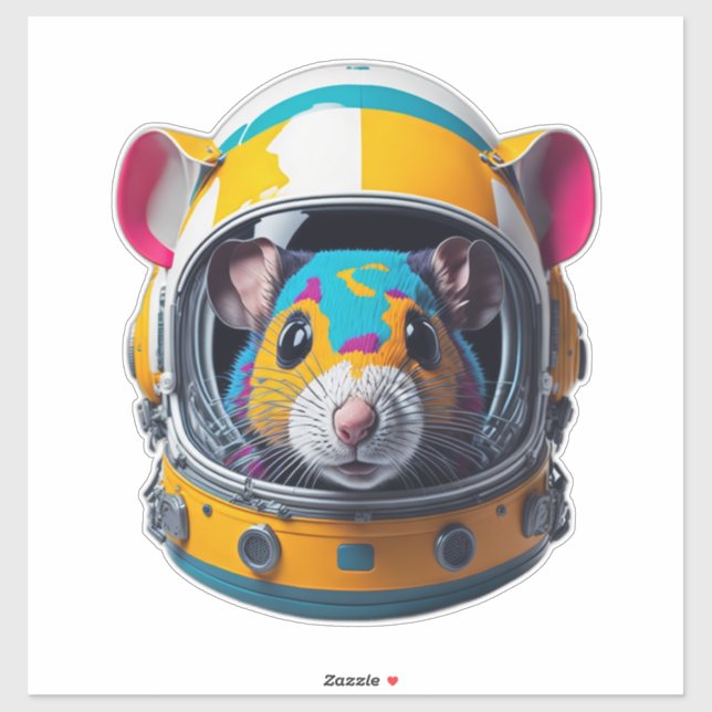 Adesivo Rato Colorido com Capacete Astronauta (Folha)