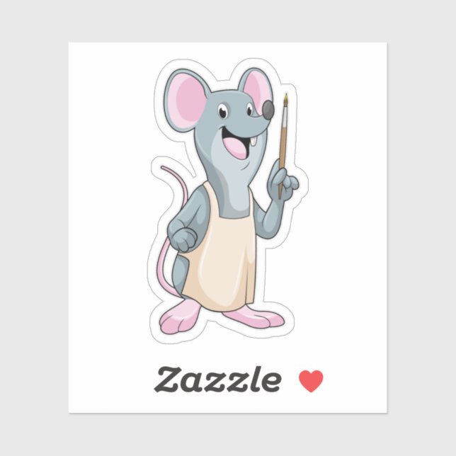 Adesivo Rato como Pintor com Pintor (Folha)