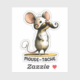 Adesivo Rato de bigode - Punny Cartoon Sticker