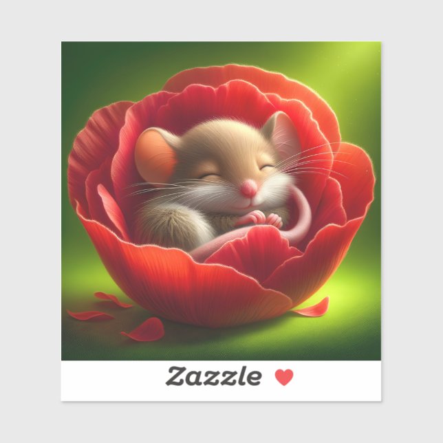 Adesivo Rato Muito Bonito Dormindo (Folha)