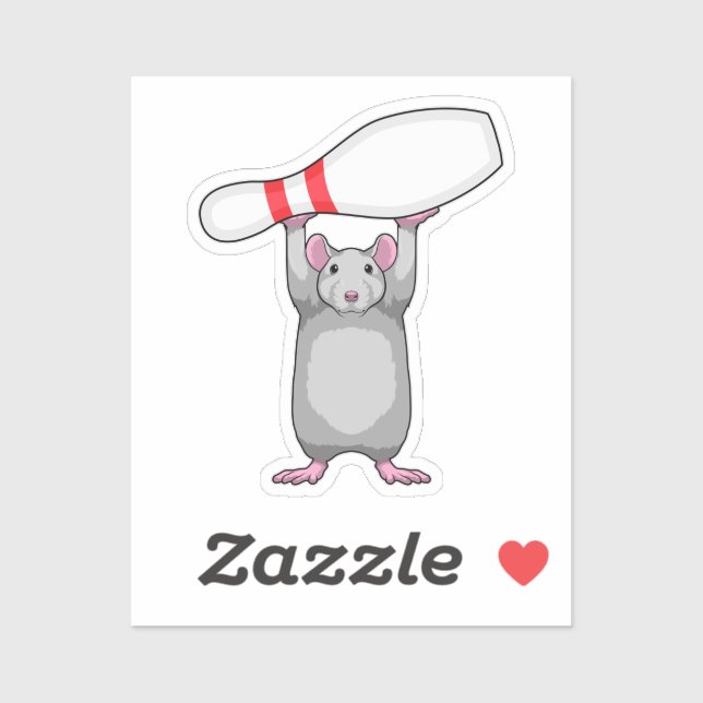 Adesivo Rato na Boliche com pino de Boliche (Folha)