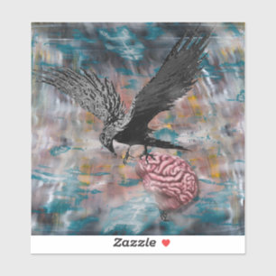 Adesivo Raven Crow Black Bird Abstrato surreal Art