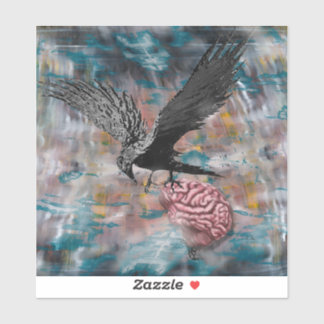 Adesivo Raven Crow Black Bird Abstrato surreal Art