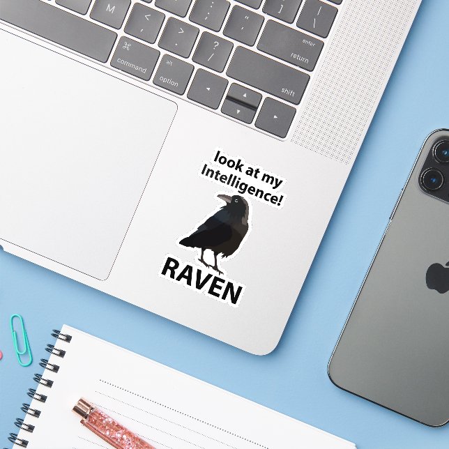 Adesivo Raven Olhe Minha Inteligência Raven (Notebook com iPhone)