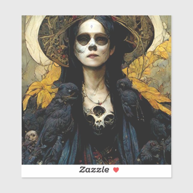 Adesivo Raven Witch 3 Fantasy Horror Gótico Gótico (Folha)