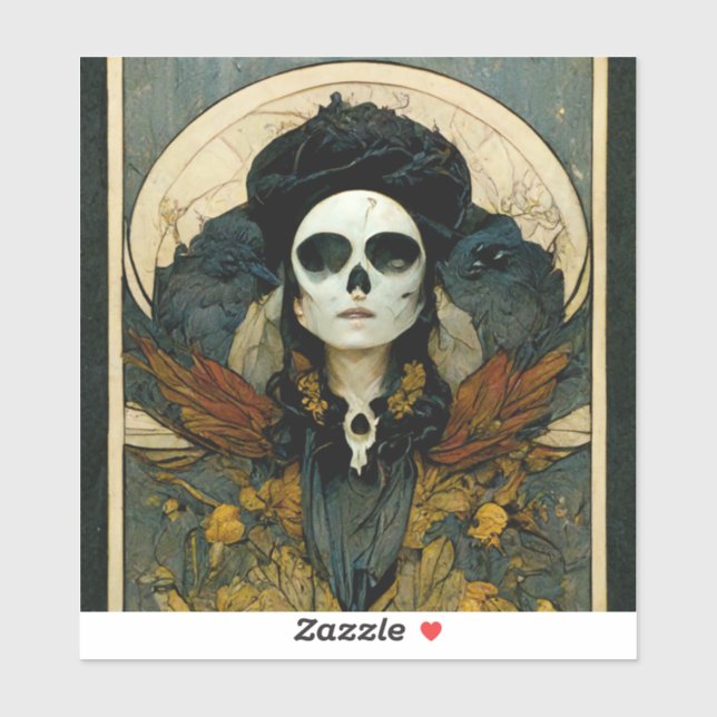 Adesivo Raven Witch Fantasy Horror Gótico Gótica (Folha)