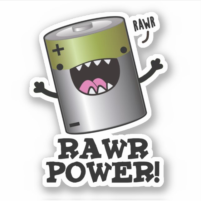 Adesivo Rawr Power Funny Battery Pun (Frente)