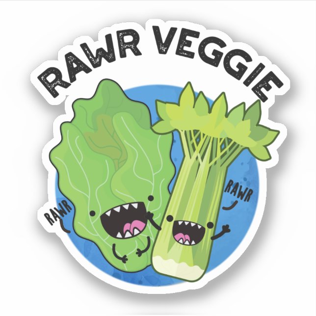 Adesivo Rawr Veggie Funny Comida Pun (Frente)