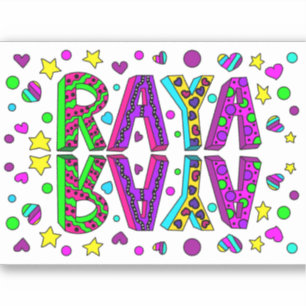 Adesivo Raya, O nome Raya Desenhado à Mão Estilo Caprichos