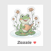 Reading Frog Sticker | Cute LilyPad Bookish Design