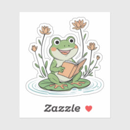 Adesivo Reading Frog Sticker | Cute LilyPad Bookish Design