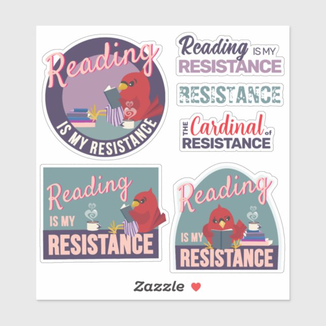 Adesivo "Reading is My Resistance" sticker collection (Folha)